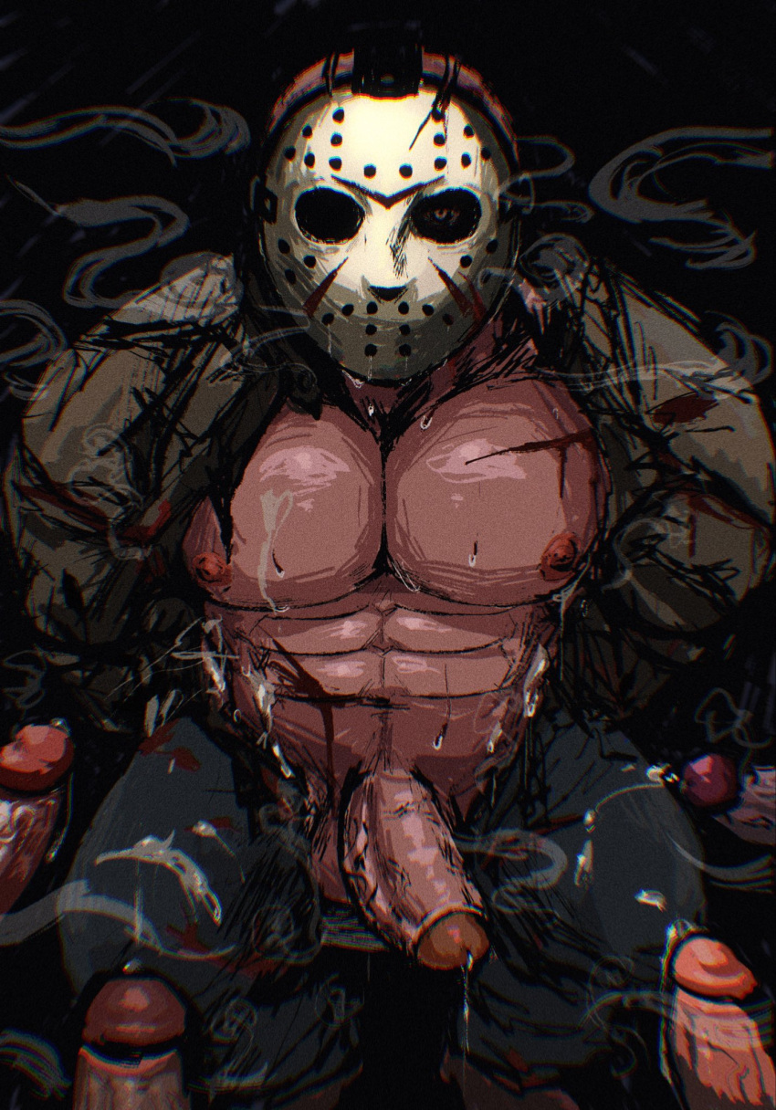 balls bara boner cum erection friday_the_13th gay hockey_mask jason_voorhees liuoie2 male male_only mask multiple_penises muscles muscular penis sweaty