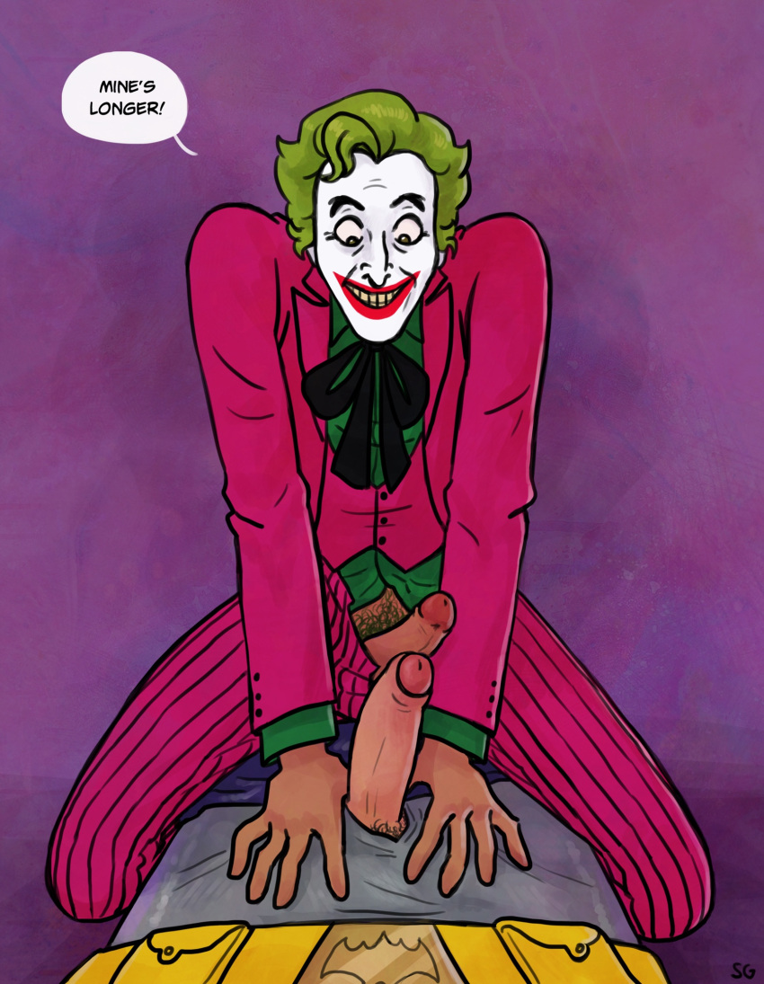 adam_west batjokes batman batman66 batman_66 cesar_romero clown clown_makeup cowgirl_position dc dc_comics first_time frottage garrett_strangelove gay gay_sex joker long_penis male male_only penis pubic_hair size_difference