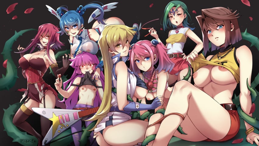 6+girls 7girls akiza_izinski alexis_rhodes anzu_mazaki ass ass_grab bare_shoulders bent_over black_garter_belt black_garter_straps black_sleeves black_stockings blonde_hair blue_angel blue_eyes blue_nails breasts breasts_out_of_clothes breasts_outside brown_eyes choker collar evil_eyes evil_face evil_smile female green_hair hiiragi_yuzu izayoi_aki kirishima_romin kotori_mizuki large_ass large_breasts long_hair long_sleeves looking_at_viewer mazaki_anzu medium_breasts medium_hair mibry_(phrysm) miniskirt mizuki_kotori mizuki_kotori_(yuu-gi-ou_zexal) multiple_girls nipples nipples_visible_through_clothing orange_eyes orange_panties panties panties_down pink_hair pink_nails purple_hair purple_pantyhose red_choker red_collar red_hair school_uniform schoolgirl shirt shirt_lift short_hair shounen_jump skirt sleeves_past_elbows small_breasts tea_gardner tearing_clothes tenjouin_asuka tentacle tentacle_grab thick_thighs thighhighs thighs thorns tori_meadows twintails uncensored underwear white_panties yellow_eyes yu-gi-oh! yu-gi-oh!_5d's yu-gi-oh!_arc-v yu-gi-oh!_duel_monsters yu-gi-oh!_gx yu-gi-oh!_sevens yu-gi-oh!_vrains yu-gi-oh!_zexal yuzu_hiiragi zaizen_aoi zuzu_boyle