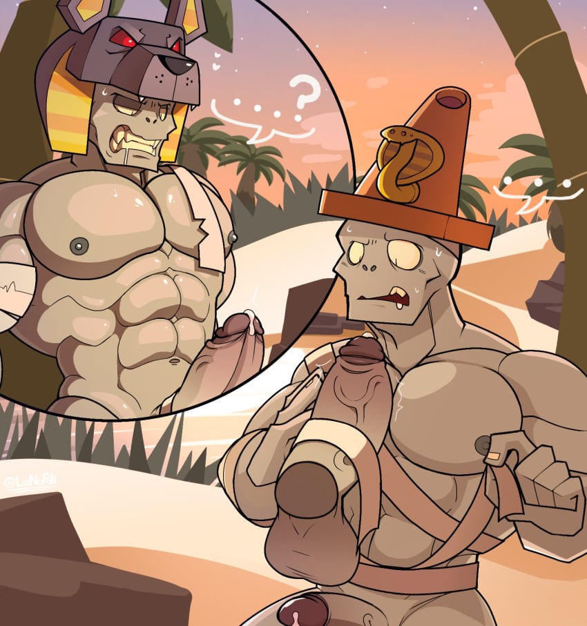 ... 2022 2boys ? balls bandage bandaged_penis bara beach color conehead_zombie_(pvz) duo electronic_arts gay genitals lanopoli male male/male male_only muscles muscular muscular_male palm_tree pecjob pecs penis plants_vs_zombies saliva testicles tomb_raiser_zombie_(pvz) vein veiny_penis video_games yaoi zombie zombie_(pvz)