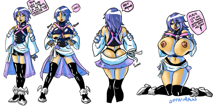 1girls aqua_(kingdom_hearts) areola ass bimbo bimbofication breast_expansion breasts busty cleavage dat_ass disney hourglass_figure kingdom_hearts nipples oppaiman square_enix tagme thighhighs transformation voluptuous