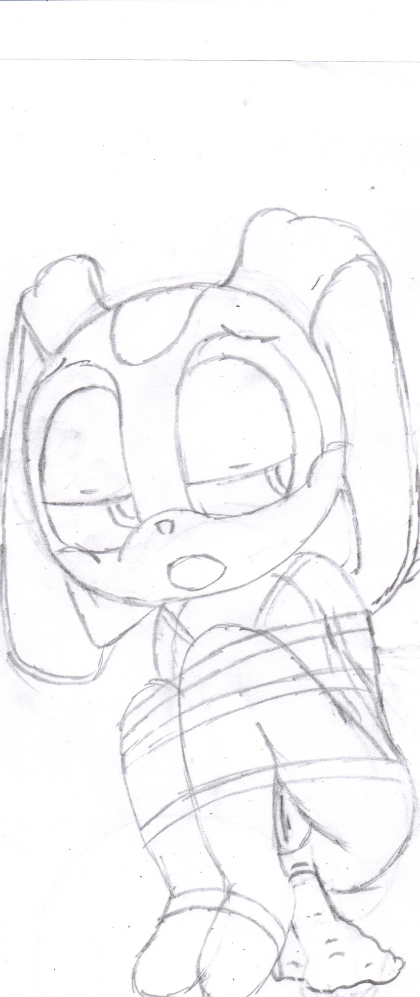 cream cream_the_rabbit dar-powerforce female female_only fur furry monochrome rabbit sega sketch solo sonic_(series)