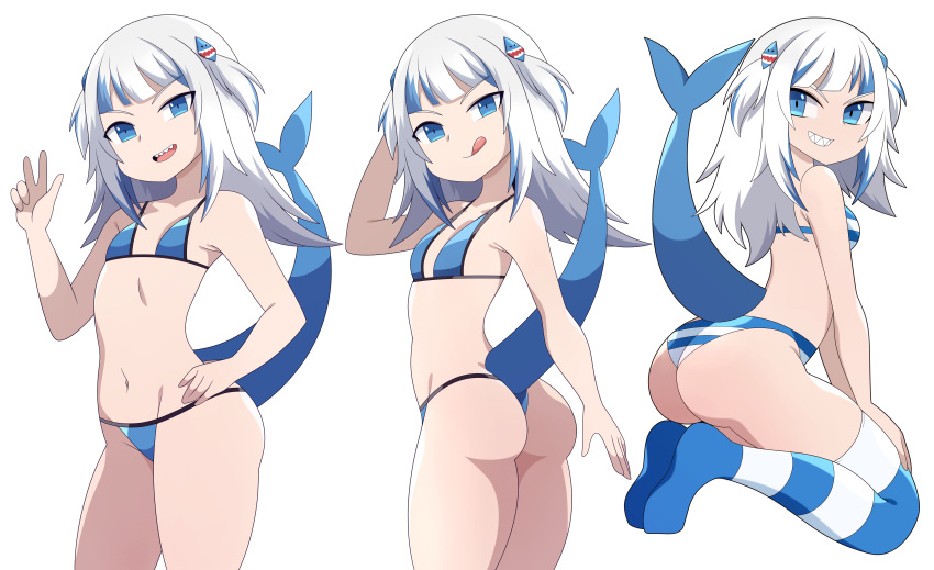 1girls abysswatchers ass bikini breasts female female_focus female_only gawr_gura hololive hololive_english hololive_myth humanoid micro_bikini small_breasts solo tail thick_thighs thighs virtual_youtuber