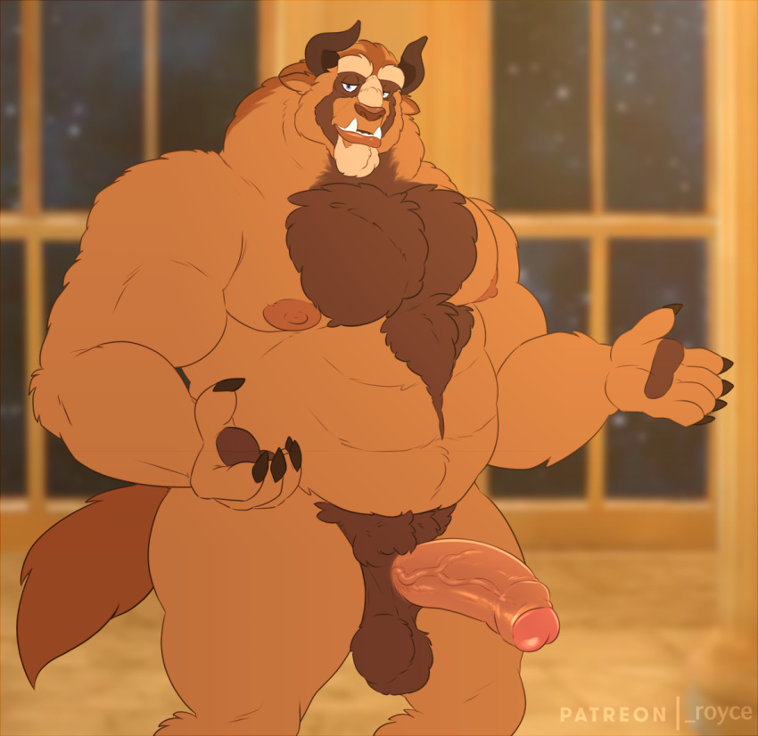 1boy anthro balls beast_(disney) beauty_and_the_beast disney foreskin genitals humanoid_genitalia humanoid_penis male male_only mammal nipples nude penis rine solo