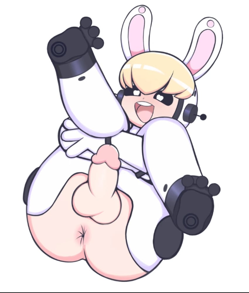 1futa android anus ass asshole big_penis black_eyes blonde_hair bottomless buffy-sugo bunny bunny_ears bunny_girl clothed clothing commission dickgirl erection exposed_ass exposed_pussy futa_only futanari happy heart-shaped_pupils humanoid humanoid_penis lagomorph legs_up light-skinned_futanari light_skin mostly_clothed penis pussy rixetog robot robot_girl smiling solo