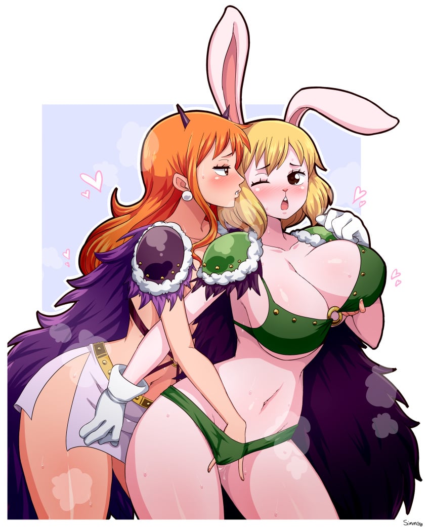 2girls absurd_res alternate_version_available anthro beast_pirates beast_pirates_(cosplay) big_breasts blonde_female blonde_hair breasts carrot_(one_piece) duo female female/female female_only finger_fuck fingering fingering_partner hair hi_res human human_on_anthro interspecies lagomorph leporid mammal multiple_girls nami nami_(one_piece) one_piece post-timeskip rabbit sex simmsy simmsyboy vaginal_penetration yuri