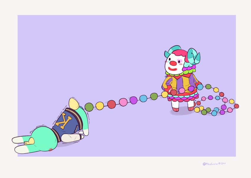 anal anal_bead_pull anal_beads anal_beads_in_ass anal_sex animal_crossing anthro ass_up biped bodily_fluids bottomless bovid caprine clothed clothing clown clown_makeup cum cum_on_ground duo ejaculation femboy genital_fluids hi_res infinite_anal_beads lagomorph leporid male male/male mammal nintendo partially_clothed penetration pietro_(animal_crossing) r1zmy rabbit sasha_(animal_crossing) sex_toy sex_toy_in_ass sex_toy_insertion shaking sheep shivering signature simple_background smile video_games