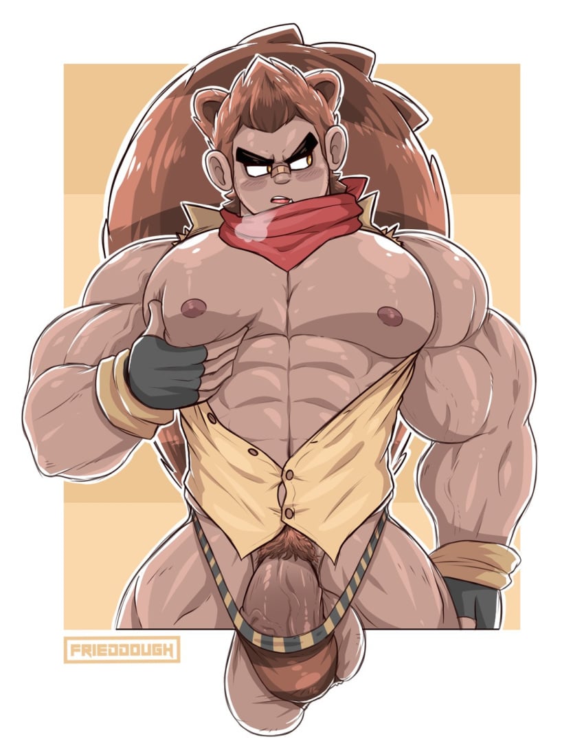 balls bandana bara big_balls big_pecs big_penis bulge flaccid frieddough gay jockstrap male male_only mctail_(frieddough) muscles muscular original_character pec_grasp penis solo solo_male unbuttoned_shirt veiny_penis