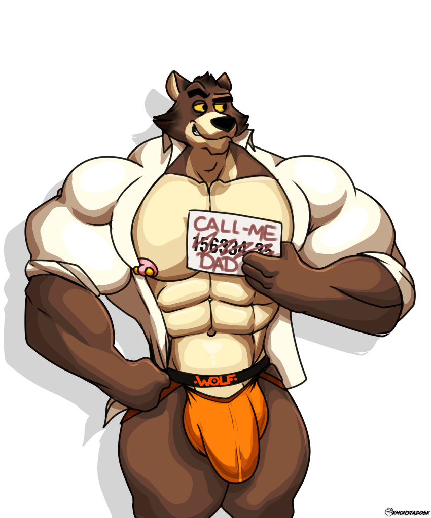 abs absurd_res anthro balls_outline barely_visible_genitalia barely_visible_penis big_bulge big_muscles bulge canid canine canis clothing detailed_bulge dreamworks genital_outline genitals hi_res jockstrap male male_only mammal monstadog mr._wolf_(the_bad_guys) muscular muscular_anthro muscular_male nipple_piercing nipples pecs penis penis_outline piercing solo the_bad_guys underwear wolf