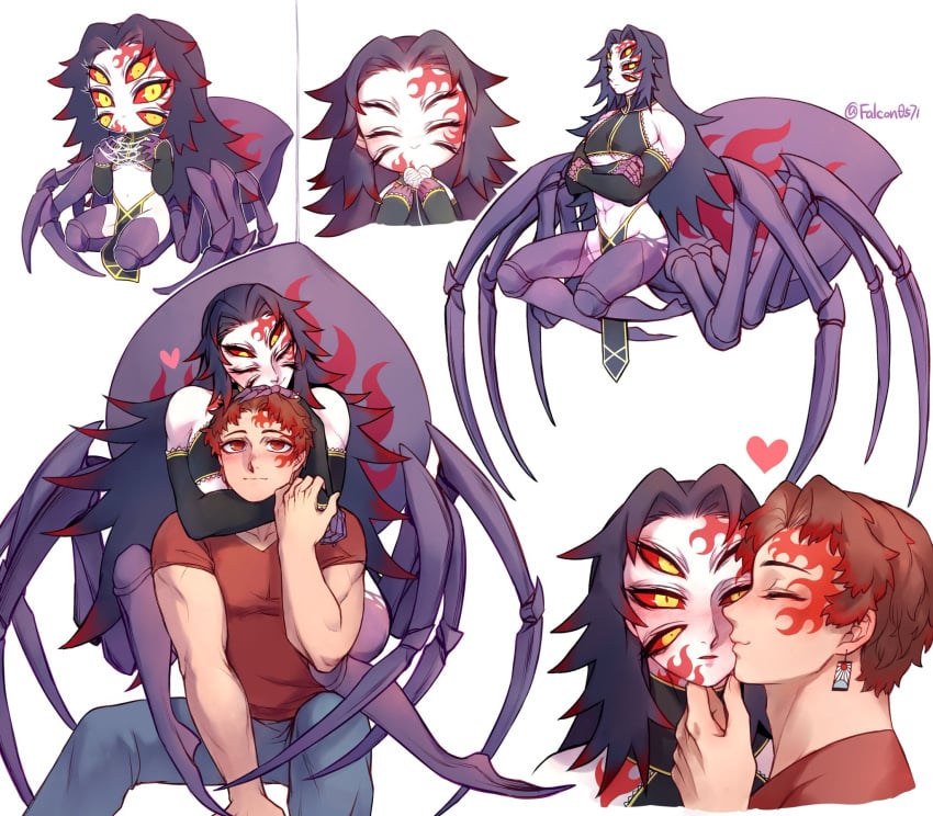 2boys 6_eyes alternate_costume alternate_species ambush_(trap) arachnid arachnid_humanoid bare_shoulders black_hair blush brothers crop_top demon demon_boy demon_slayer detached_sleeves facial_markings falcon0571 femboy gay hair_down incest kimetsu_no_yaiba kissing kokushibo long_hair long_hair_male male male_only michikatsu_tsugikuni monster multi_eye multi_leg multi_limb multiple_scenes muscular muscular_femboy muscular_male pale-skinned_male pale_skin pelvic_curtain red_eyes red_sclera siblings smile spider spider_boy spider_humanoid spiky_hair tight_clothing twins two_tone_hair yaoi yellow_eyes yoriichi_tsugikuni