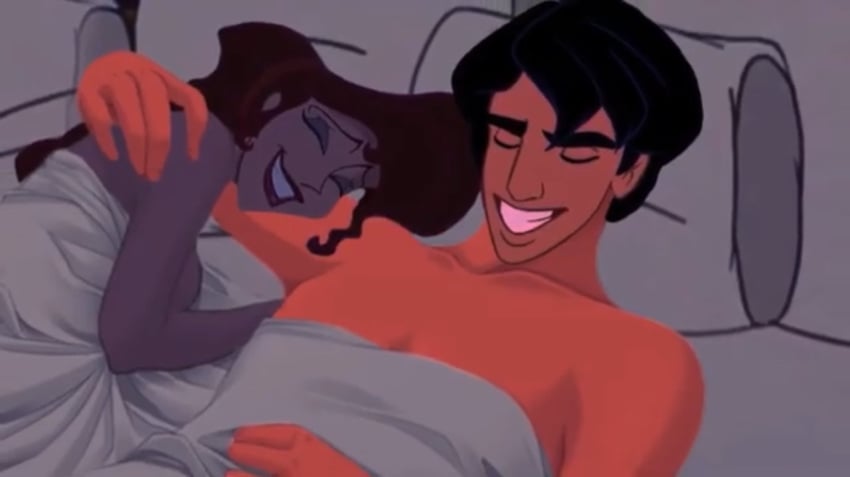 aladdin aladdin_(character) crackship crossover disney female goddess hercules_(disney) male megara passionate pleased prince_ali sex sleeping_together