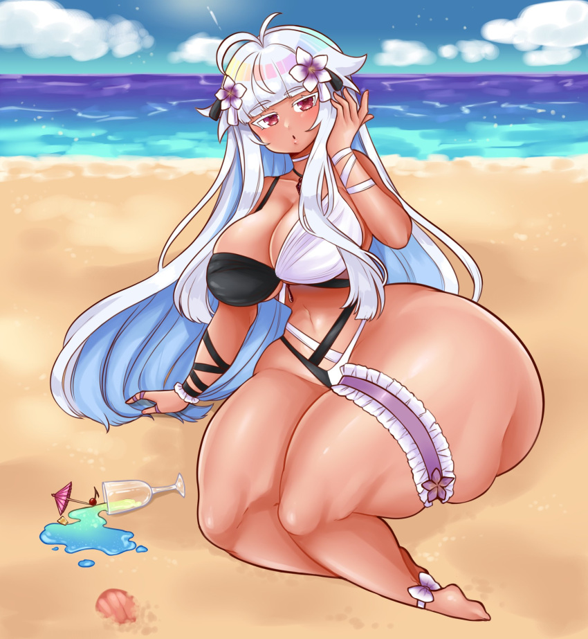 1girls 2021 alter_minari_(jojoniumart) ass beach big_ass big_breasts bikini breasts curvaceous curvy female female_focus hips huge_ass jojoniumart large_ass long_hair ocean silver_hair solo solo_female solo_focus swimsuit thick_ass thick_thighs thighs voluptuous wide_hips