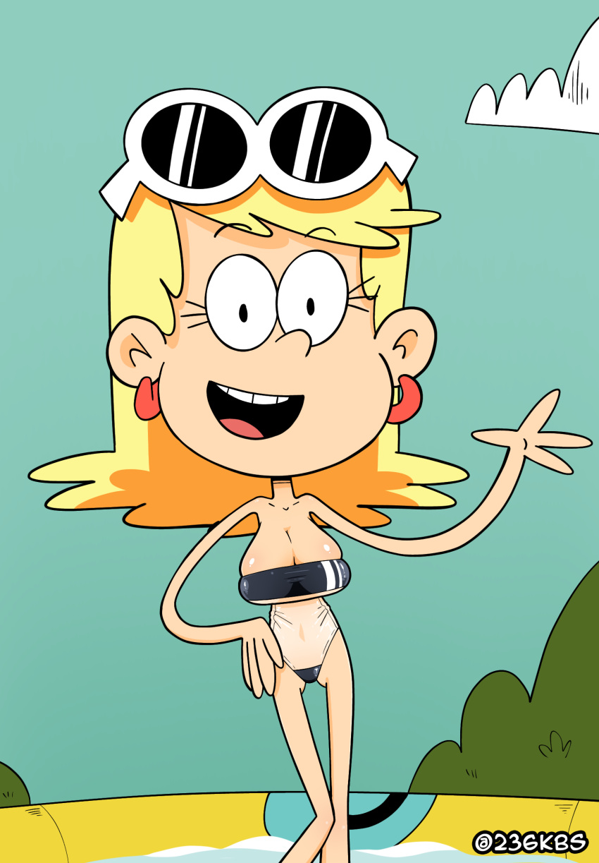 236kbs big_breasts blonde_hair breasts eyewear_on_head female female_focus female_only gris_swimsuit leni_loud light-skinned_female looking_at_viewer nickelodeon sunglasses_on_head swimsuit the_loud_house