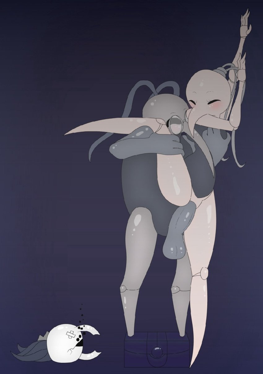 anthro arthropod cornifer couple female hollow_knight insects iselda_(hollow_knight) magalnik male nail_(weapon) protagonist_(hollow_knight) size_difference smaller_male team_cherry video_games