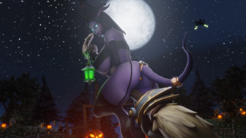 1girls 3d arched_back areolae ass big_ass big_breasts big_butt black_cat blizzard_entertainment broom busty buttplug costume dark_hair draenei exposed_breasts exposed_pussy female female_focus female_only full_moon glowing_eyes halloween halloween_costume headless_horseman hips keshina large_ass large_breasts lingerie long_hair looking_at_viewer milf moonlight morilymory night night_sky oc original_character pose posing pumpkin seductive smirk warcraft witch_costume witch_hat world_of_warcraft wow