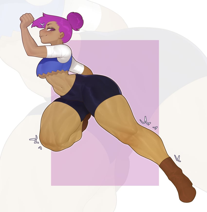 2024 2d 2d_(artwork) big_thighs black_shorts dark-skinned_female enid jpeg jpg mr_fuga mrfuga ok_k.o.!_let's_be_heroes purple_eyes purple_hair short_shirt shorts tagme voluptuous voluptuous_female