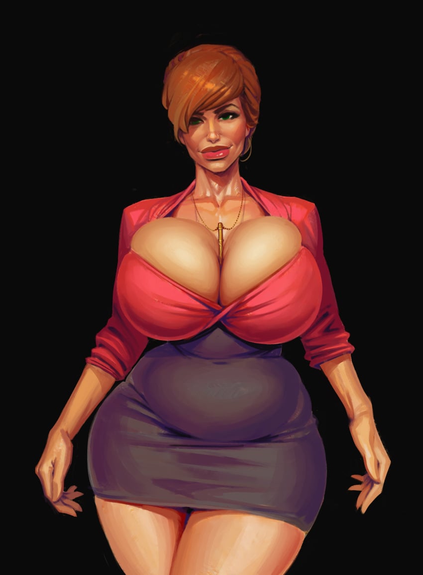 big_breasts bimbo boobsgames breasts busty dress female female_focus female_only hourglass_figure joan_holloway large_breasts mad_men makeup milf redhead skin_tight skin_tight_dress smile wide_hips