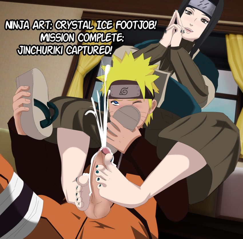 2boys ashikoki barefoot between_toes black_hair blonde_hair blue_eyes blush breasts clothing ejaculation english_text erection feet femboy foot_fetish forehead_protector haku_(naruto) headwear male nail_polish naruto naruto_shippuden one_eye_closed oral penis semen shoes single_shoe sitting soles stealth_sex tekoki text toenail_polish toenails toes trap two-footed_footjob uzumaki_naruto yaoi