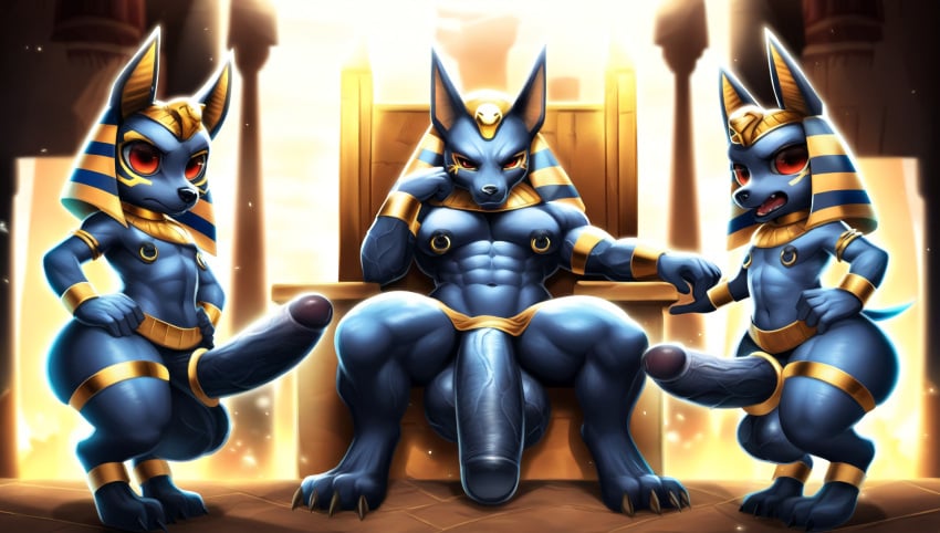 3boys 3males abs ai_generated anklet anthro anthro_only anthropomorphic anubian_jackal anubis armlet bracelet casual casual_boner casual_exposure clawed_toes cock_ring cock_worship cub cute cute_eyes demanding_blowjob egypt egyptian egyptian_clothes egyptian_headdress femboy furry furry_only god gold guards headdress holding_head huge_balls huge_cock hung looking_at_viewer manly muscular muscular_anthro muscular_male nai_diffusion nipple_rings pecs powerful revealing_clothes servants sitting skimpy small_but_hung standing strong throne veiny veiny_balls veiny_penis veiny_testicles wallpaper young