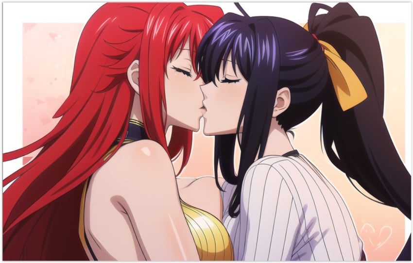 2females 2girls ai_generated akeno_himejima girl_on_girl high_school_dxd lesbian_couple lesbian_kiss lesbian_sex rias_gremory yuri yuri yuri