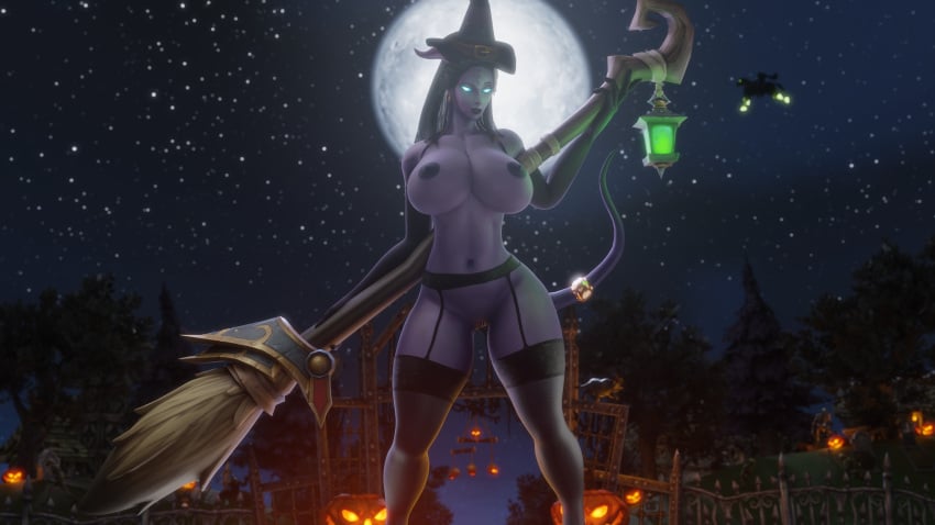 1girls 3d arched_back areolae ass big_ass big_breasts big_butt black_cat blizzard_entertainment broom busty costume dark_hair draenei exposed_breasts exposed_pussy female female_focus female_only full_moon glowing_eyes halloween halloween_costume headless_horseman hips keshina large_ass large_breasts lingerie long_hair looking_at_viewer milf moonlight morilymory night night_sky oc original_character pose posing pumpkin seductive smirk warcraft witch_costume witch_hat world_of_warcraft wow