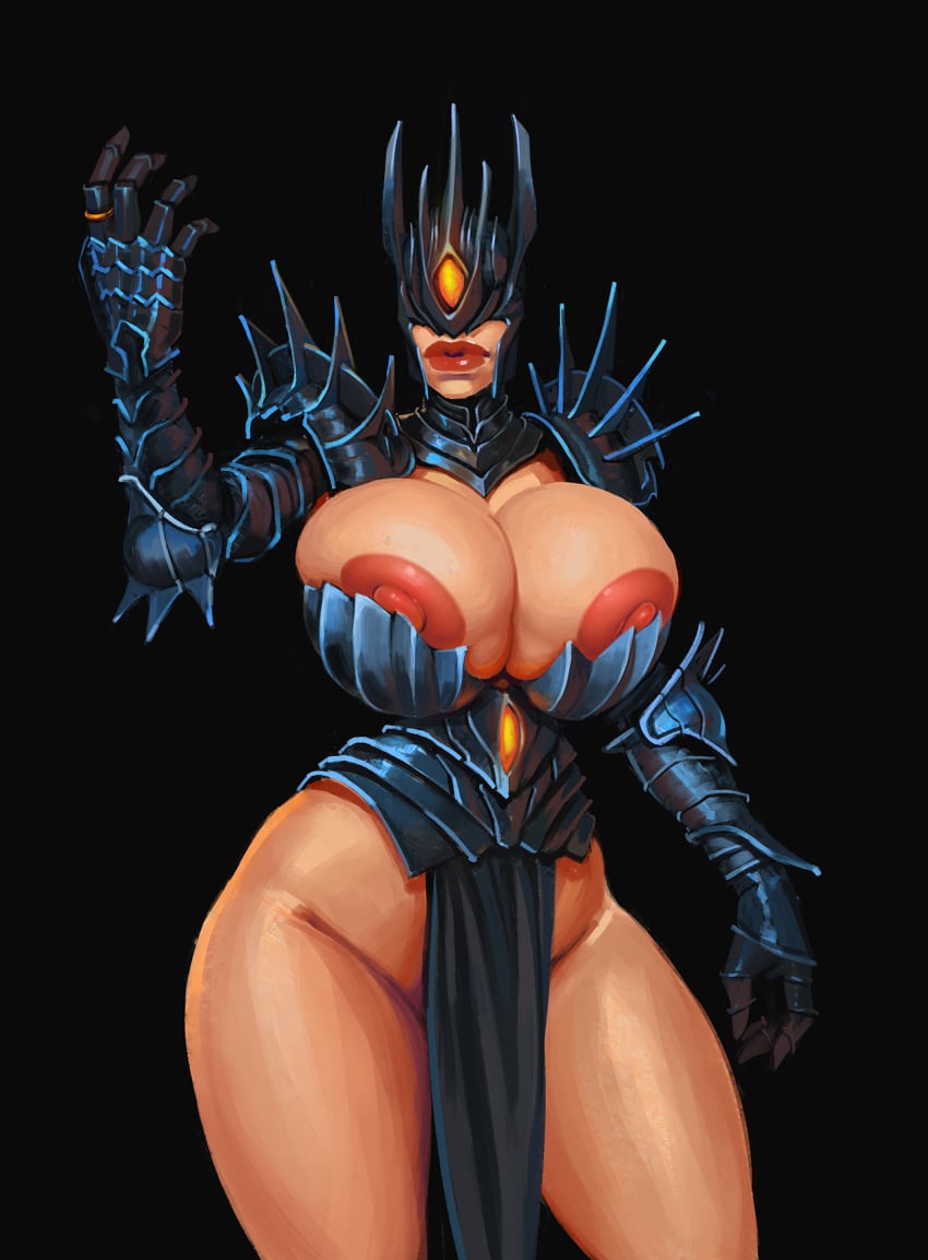 1girls big_breasts bimbo boobsgames breasts busty dress female female_focus female_only gender_bender hourglass_figure large_areolae large_breasts lord_of_the_rings puffy_nipples rule_63 sauron_(lotr) skin_tight skin_tight_dress solo solo_female tagme wide_hips