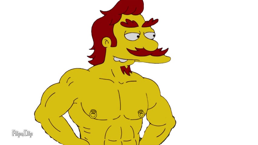 1boy abs animated biceps bouncing_pecs chest dilf edit edited editfag flexing flexing_pectorals flipaclip groundskeeper_willie hands_on_hips hi_res long_hair male male_focus male_only moustache muscular_male nipple_piercing nipples pec_flexing pecs red_hair screencap screenshot screenshot_edit solo_male soul_patch the_simpsons transparent_background unknown_artist watermark yellow_body