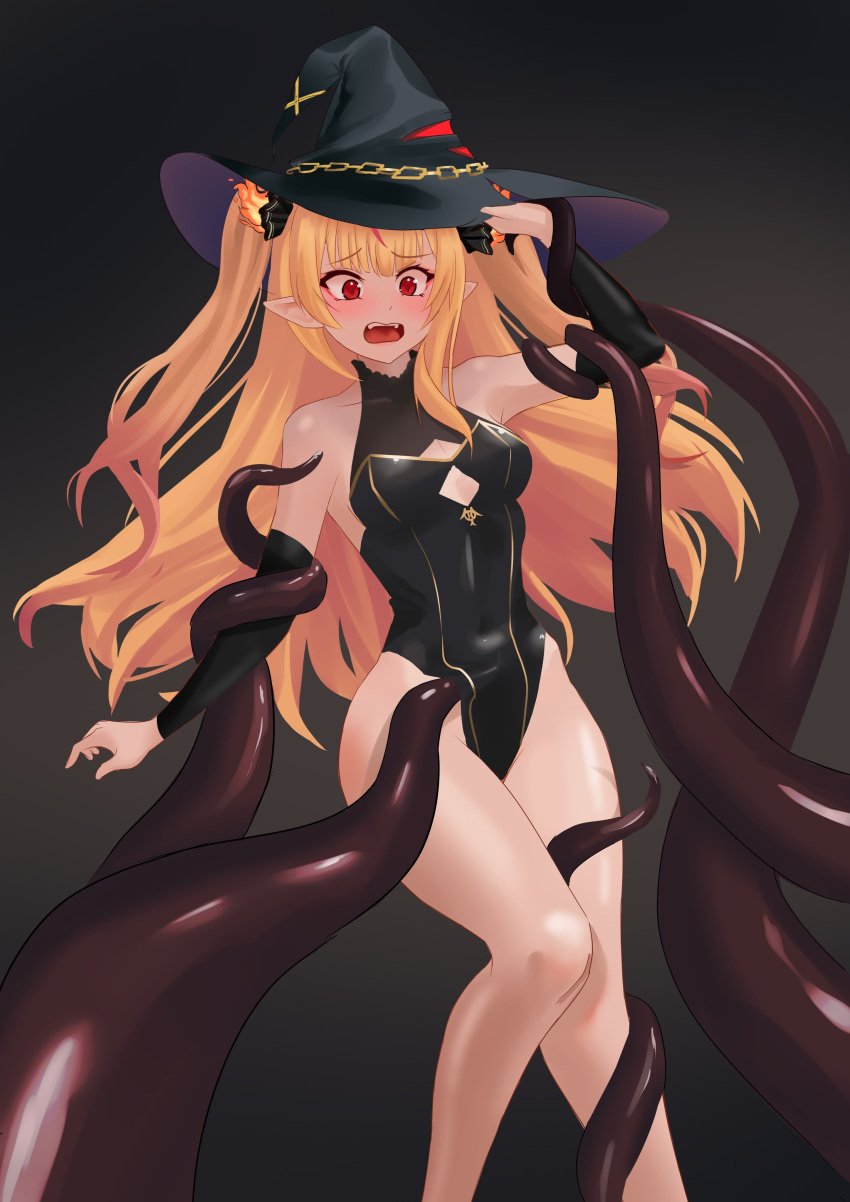 blonde_hair eternals_(idol_corp) female female_only hag idol-es idol_corp long_hair necromancer nude nude_female pointy_ears red_eyes ruby_runeheart small_breasts solo tentacle witch young