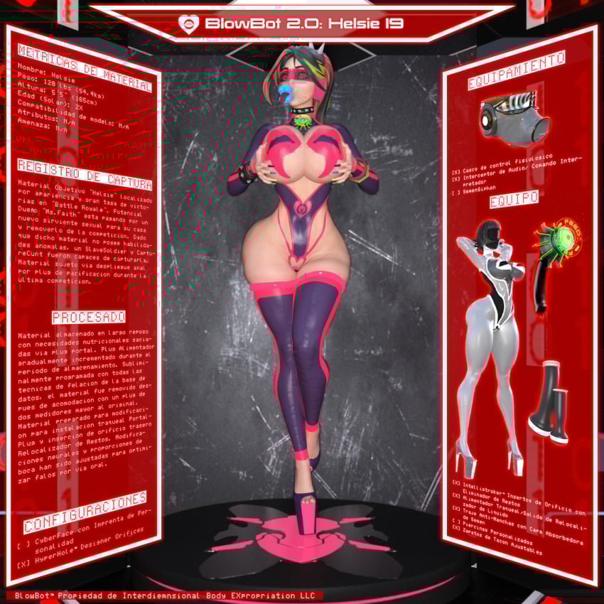 :&gt;= big_ass big_breasts blowjob blowjob_face body_modification bodysuit corruption drone dronification epic_games fellatio fellatio_gesture fortnite fortnite:_battle_royale helsie_(fortnite) ibex-cg mind_break mind_control transformation