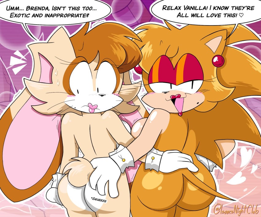 2girls ass breasts brenda_hedgehog female isaacsnightclub oc sonic_(series) sonic_oc tagme vanilla_the_rabbit