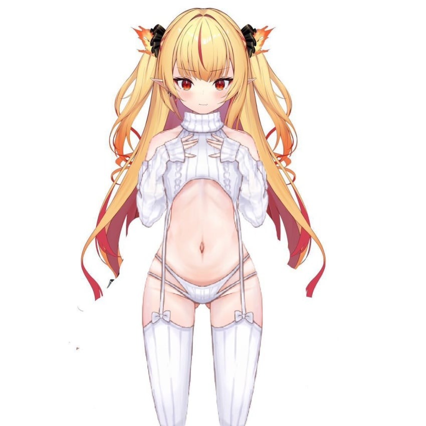 blonde_hair eternals_(idol_corp) female female_only hag idol-es idol_corp long_hair necromancer nude nude_female pointy_ears red_eyes ruby_runeheart small_breasts solo witch young