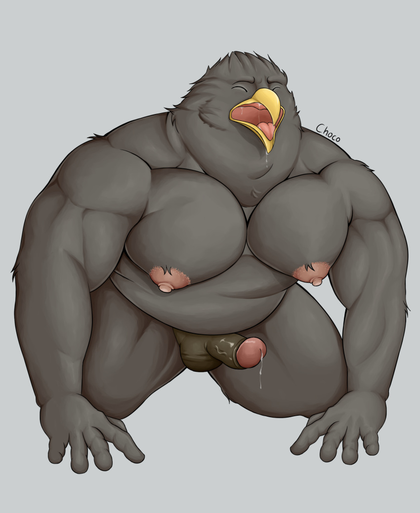 accipitrid accipitriform avian beak biceps big_biceps big_muscles big_pecs big_triceps bird black_body black_feathers bodily_fluids brown_body brown_feathers chococlass chubby_male closed_eyes dripping eagle erection eyebrows feathers genital_fluids genitals gentleman golden_eagle hi_res huge_muscles huge_pecs humanoid_genitalia humanoid_penis leaking_precum male male_only moobs musclegut muscular muscular_male nipples obese obese_male open_beak open_mouth overweight overweight_male pecs penis pink_nipples precum precum_drip precum_string roey_(chococlass) saliva saliva_drip saliva_on_tongue screaming slightly_chubby solo triceps true_eagle yellow_beak