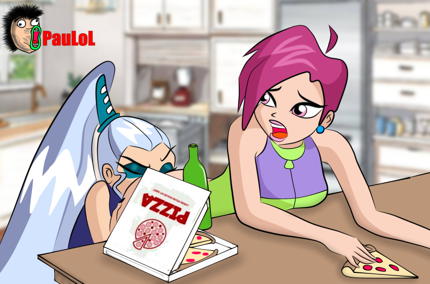 2girls anilingus bottle breasts_on_table closed_eyes eating_ass female female_only human icy_(winx_club) kitchen licking_anus long_hair multiple_girls open_mouth oral partially_clothed paulol pink_hair pizza pizza_box png ponytail rimjob rimming short_hair table tecna tecna_(winx_club) the_trix white_hair winx_club yuri