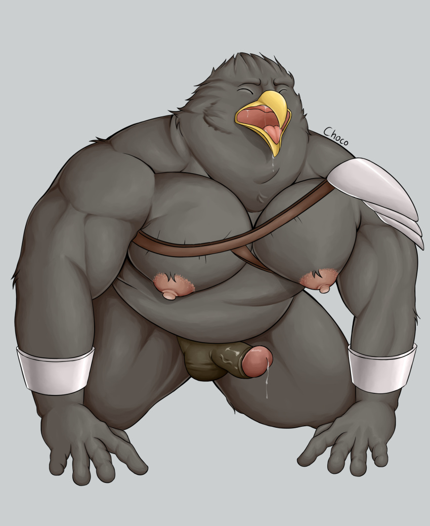 accipitrid accipitriform animal_humanoid armor avian avian_humanoid beak biceps big_biceps big_muscles big_pecs big_triceps bird black_body black_feathers bodily_fluids brown_body brown_feathers chococlass chubby_male closed_eyes dripping eagle erect_nipples erection eyebrows feathers genital_fluids genitals gentleman golden_eagle hi_res huge_muscles huge_pecs humanoid humanoid_genitalia humanoid_penis knight leaking_precum male male_only moobs musclegut muscular muscular_male nipples obese obese_male open_beak open_mouth overweight overweight_male pecs penis pink_nipples precum precum_drip precum_string roey_(chococlass) saliva saliva_drip saliva_on_tongue screaming slightly_chubby solo triceps true_eagle warrior yellow_beak