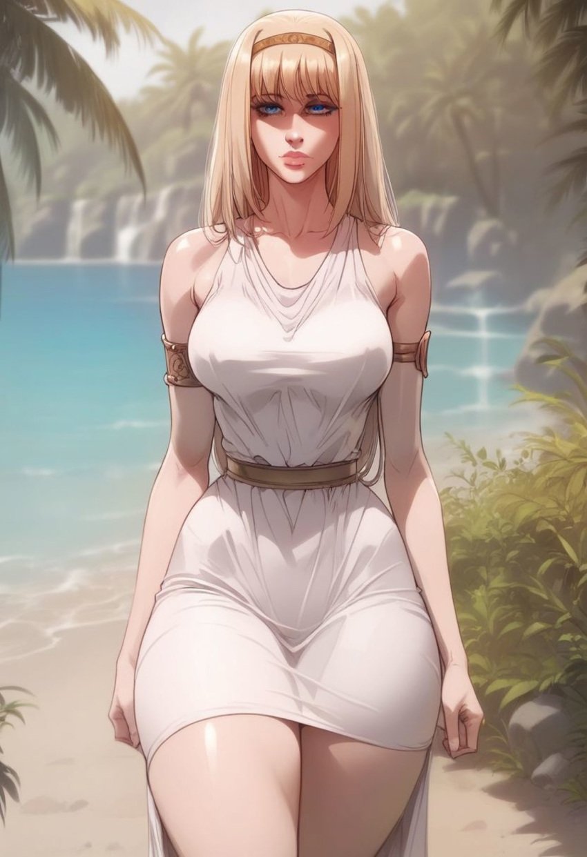 1girls ai_generated ancient_greek_clothes armband armbands attack_on_titan big_breasts greco-roman_clothes greek_clothes headband milf royalty solo_female tagme ymir_fritz