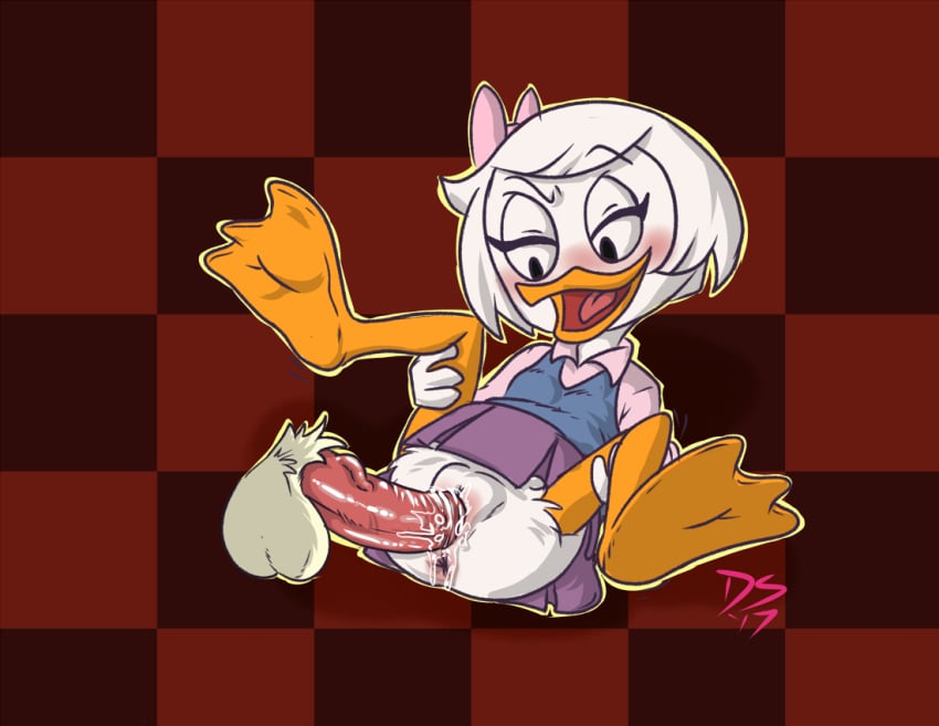 anthro avian blush clothed_sex disney duck ducktales ducktales_(2017) furry ribbon sex short_hair skirt webby_vanderquack