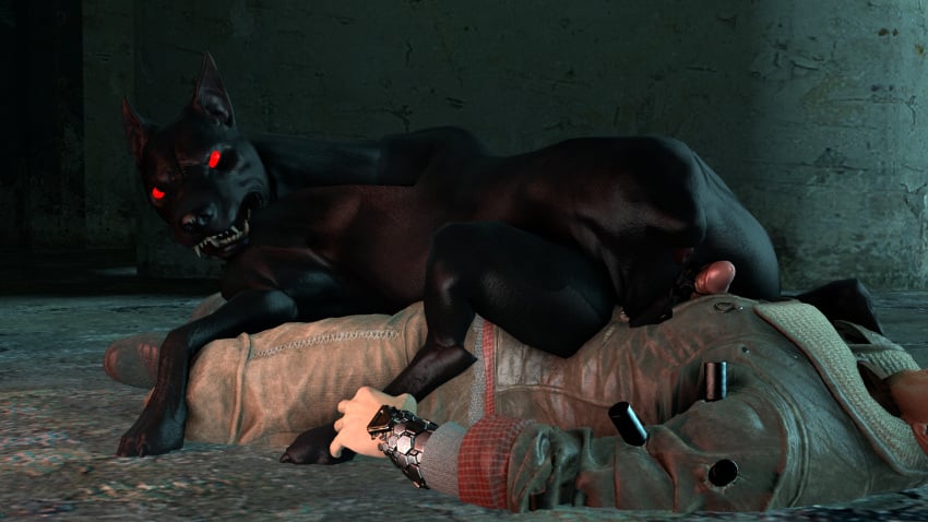 3d balls big_penis bj_blazkowicz black_fur canine clothing dobermann domestic_dog dominant_male feral gay huge_cock human human_on_feral imminent_anal imminent_sex kampfhund large_penis looking_at_viewer male male/male male_only obsceneeighteensfm pinscher red_eyes sitting_on_penis sitting_on_person video_game wolfenstein zoophilia