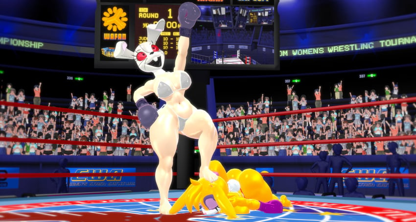 2girls 3d arena ass big_ass big_breasts big_butt big_thighs bikini boxing boxing_gloves boxing_ring breasts bunnie_rabbot bunny bunny_ears bunny_girl bunny_tail butt camper222 closed_eyes crossover defeat defeated duo face_down faint fainted feet_on_head female female_only fighting_ring five_nights_at_freddy&#039;s gloves human kabalmystic knocked_out mmd purple_boxing_gloves purple_gloves rabbit rabbit_ears rabbit_girl rabbit_tail red_eyes sega sonic_(series) sonic_the_hedgehog_(archie) sonic_the_hedgehog_(comics) sonic_the_hedgehog_(series) tagme thick thick_ass thick_butt thick_hips thick_thighs thighs unconscious vanny_(fnaf) wide_hips