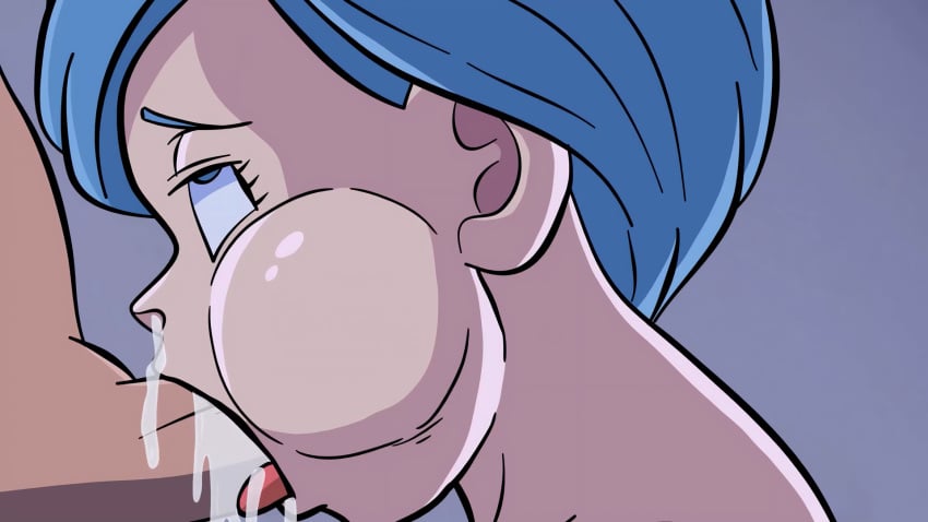 1boy 1boy1girl 1girls 2d 2d_(artwork) alien/human alien_boy alien_look_like_human balls bedroom big_balls blowjob blue_eyes blue_hair bulma_briefs canon_couple cheek_bulge cum_dripping_from_mouth cum_from_nose cum_in_mouth cum_overflowing deepthroat dragon_ball dragon_ball_super eyes_rolling_back face_fucking faceless_male fellatio female human_female in_bed leaking_cum_from_mouth male male/female married_couple milf nude pseudocel saiyan saiyan_male short_hair tongue_out_blowjob vegeta