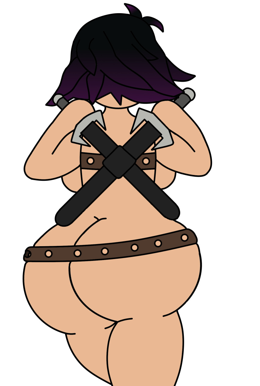 ass belt big_ass big_breasts breasts dark_hair dat_ass fat_ass gradient_hair ninja sword tagme terebision