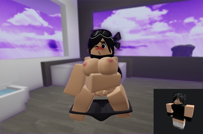 1girls 3d blush blushing hot_pants kissy_face ninjashyper2 panties posing reference_image roblox roblox_avatar robloxian self_upload sexy_beach tagme