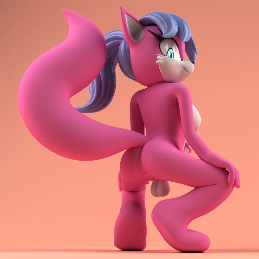 3d animal_genitalia animal_penis anthro anus argos90 ass backsack balls blender_(software) blue_eyes blue_hair breasts canid canine canine_penis canis crouching digital_media fan_character fur futanari genitals gradient_background hair hands_on_own_legs hi_res intersex kate_the_wolf looking_at_viewer looking_back mammal nipples penis pink_body pink_fur ponytail presenting presenting_hindquarters sega simple_background solo sonic_(series) sonic_the_hedgehog_(series) wolf