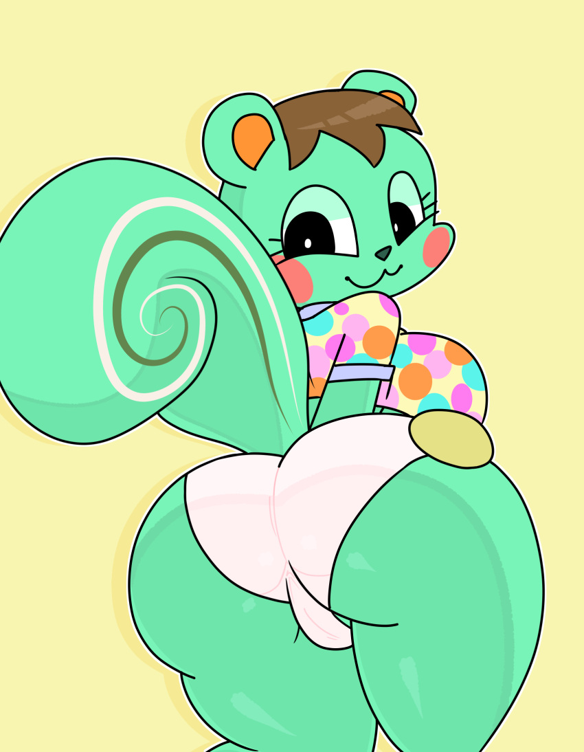 1girls animal_crossing ass big_ass big_butt breasts clothed clothing comission female female_only fur furry furry_only hi_res horaco looking_back mint_(animal_crossing) nintendo short_lady shortstack squirrel tail thehoraco thick_thighs topwear underwear video_games wide_hips