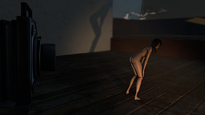 1girls ass bending_over black_hair brown_hair camera casual dirty fatal_frame female ghost ghost_girl human infamousmask kozukata_yuri looking_back micro minigirl nude nude_female pale_skin scared shadow showing_ass shrunken_person shrunken_woman sideboob size_play