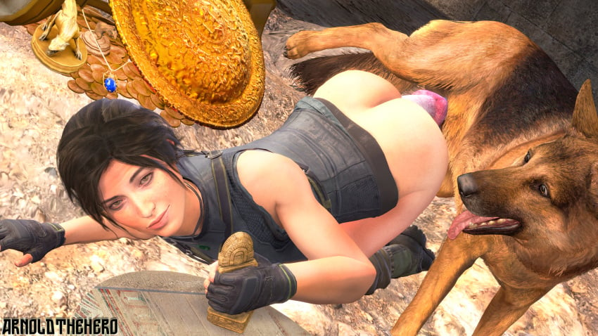 1boy 3d arnoldthehero big_ass big_penis bottomless brown_hair canine canine_penis female hair lara_croft lara_croft_(survivor) male short source_filmmaker tagme tomb_raider vaginal_penetration zoophilia