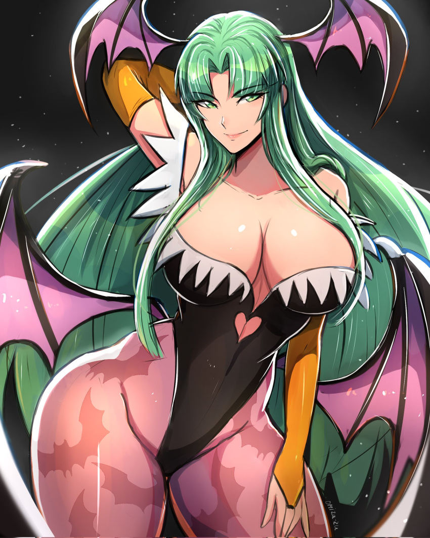 breasts clothing darkstalkers female female_only head_wings large_breasts milf morrigan_aensland omiza_somi solo succubus tagme white_skin