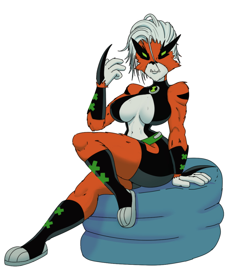 2d alien alien_girl anthro anthro_only ben_10 ben_10_omniverse ben_tennyson breasts cat_ears curvy diklonius female female_ben female_only gray_hair huge_breasts humanoid rath red_hair rule_63 thick_thighs tiger_girl voluptuous wide_hips