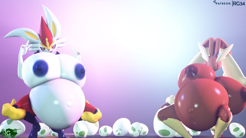 3d big_belly cinderace egg female female_only hyper hyper_breasts lopunny pokemon pokemon_(species) pregnant rgtdwtbr source_filmmaker