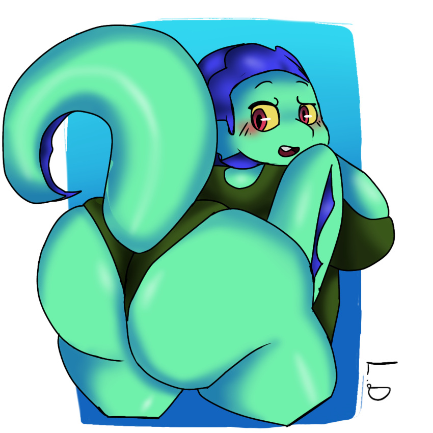 ass big_breasts big_butt breasts bubble_butt daniela_paguro female hi_res huge_butt humanoid lewd_die looking_back mature_female scalie solo tail teal_scales thick_thighs wide_hips