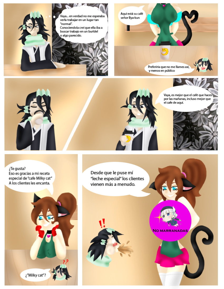 breasts breasts_out cat_ears cat_tail catgirl comic comic_page firecat_6 nekogetta parody